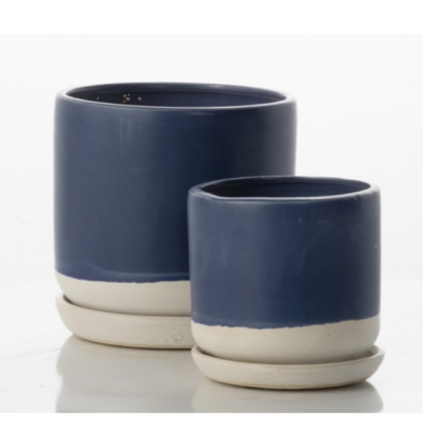 POT, BARCA CARVED WHT/BLUE 5.5"