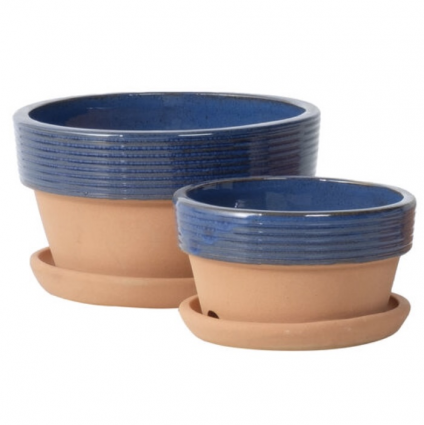 Low Bellefonte Blue Petits Pots w/attached saucer 8"X5"
