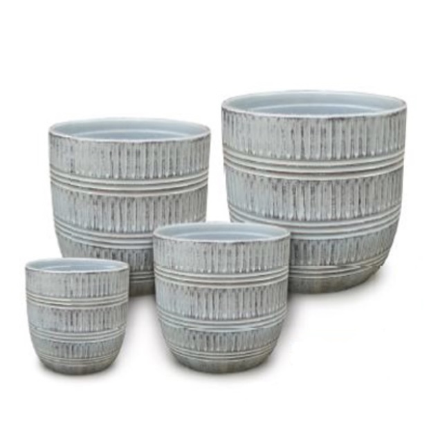 POT, TALLY MARK EGG ANTQ WH 10"