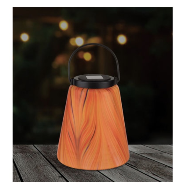 Murano Orange Solar Lantern 9"