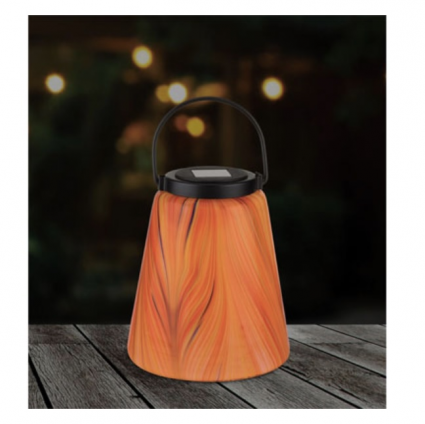 Murano Orange Solar Lantern 9"