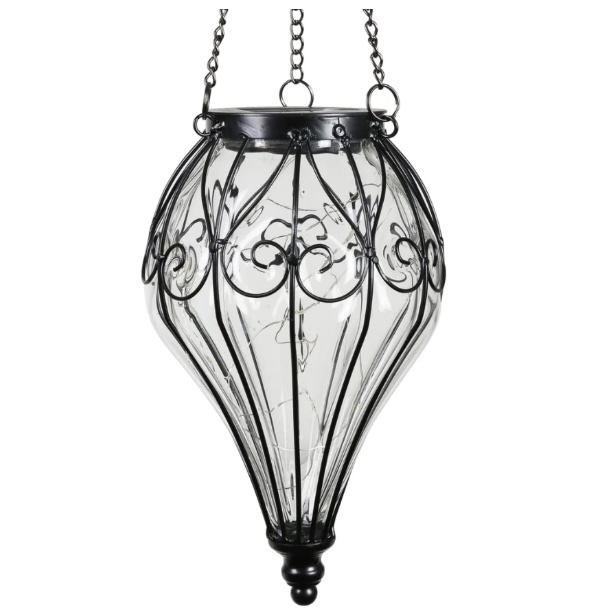 Solar Clear Glass Hanging Lantern