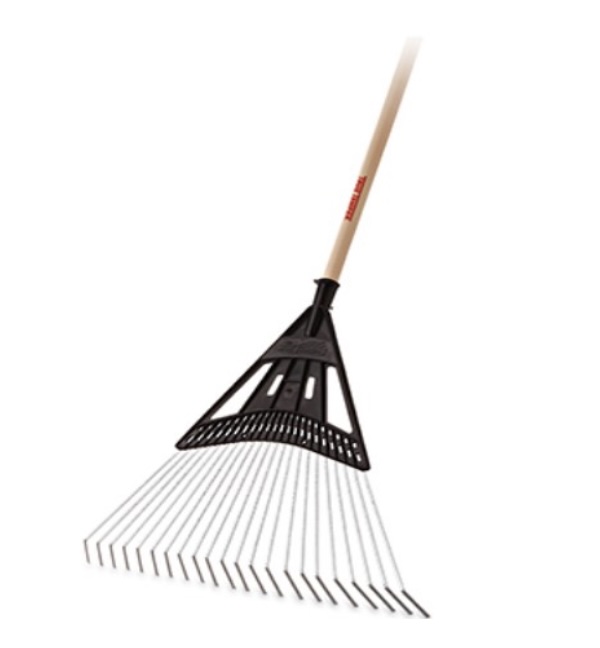 Green Thumb Leaf Rake with 22 Steel Tines and Wood Handle