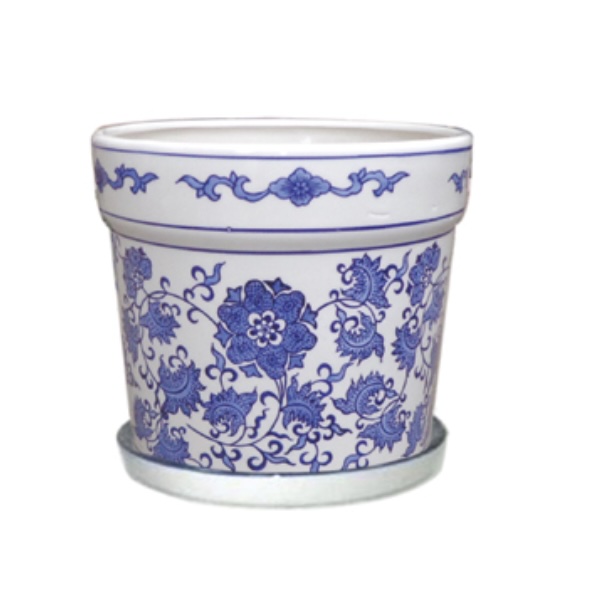  9&#8243; Floral Cylinder Planter