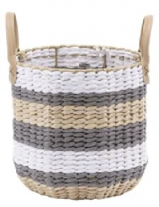 BASKET, 8.75"D GRAY/WHITE/TAN