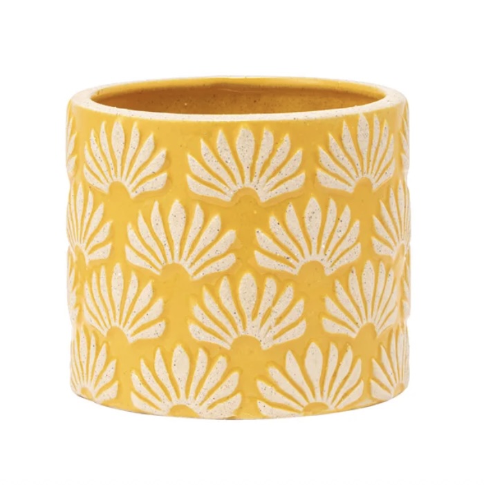 Small Gold Planter w/Shell Relief 4"