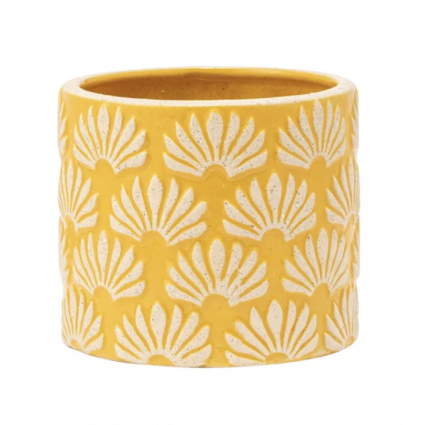 Small Gold Planter w/Shell Relief 4"