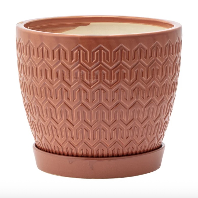 Lsrge Rust Arrow Planter with Saucer 5.25"