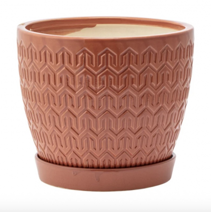 Lsrge Rust Arrow Planter with Saucer 5.25"