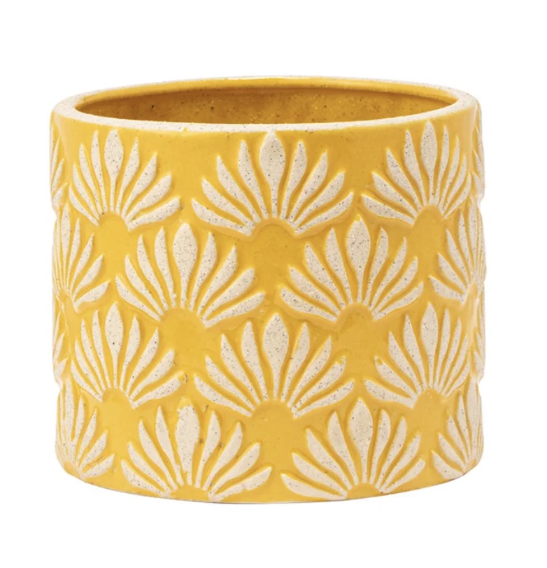 Large Gold Planter w/Shell Relief 5"