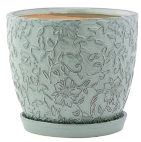 Blue Vine Pot with Saucer 7.25"