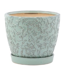 Blue Vine Pot with Saucer 6"