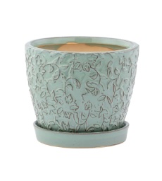 Blue Vine Pot with Saucer 4.5"