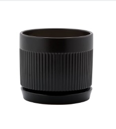 Black Ribbed Pot 4.5"