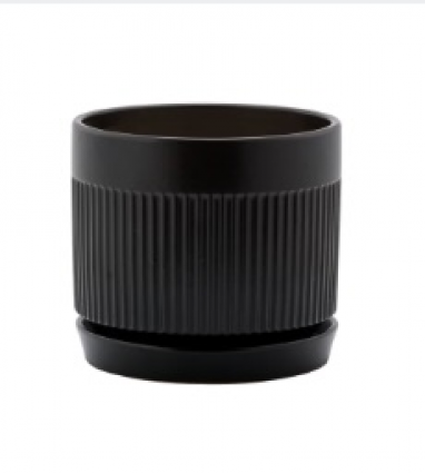 Black Ribbed Pot 4.5"