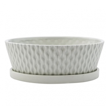 Large Gray Wavy Dishgarden with Saucer 10" X 3"H 