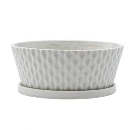 Medium Gray Wavy Dishgarden with Saucer ,8.25" X 3"H 