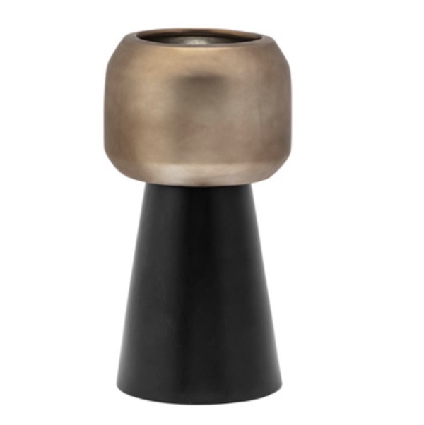 Large Bronze Planter on Black Pedestal 3.75" H 