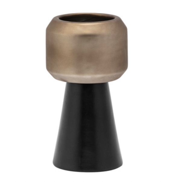 Small Bronze Planter on Black Pedestal 3.25"