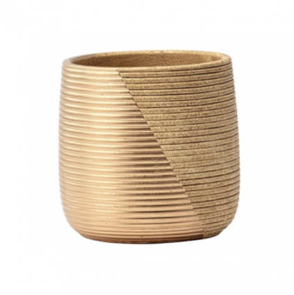 Large Gold 2-Tone Ribbed Planter 5.5"