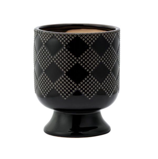 Large Black Checkered Pedestal Planter 5.5"