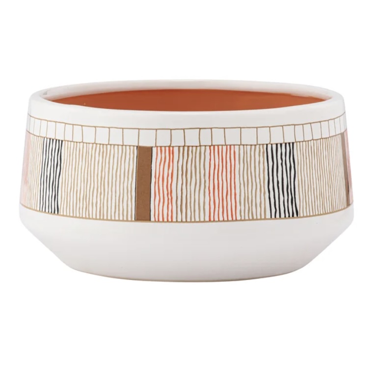 Multi-Color Ribbed Band Bowl   4" X 4" 