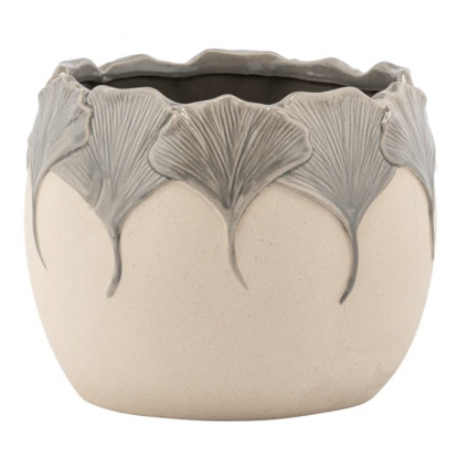 Gray Ginkgo Leaves Planter 5.5"H 