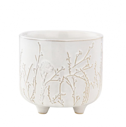White Floral Vine Footed Planter,3.5"H 