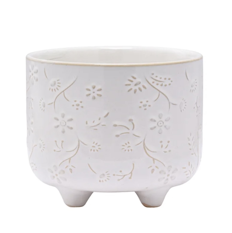 White Flower Planter 4.5" H