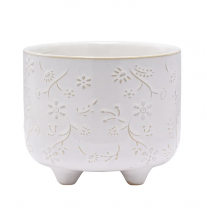 White Flower Planter 4.5" H