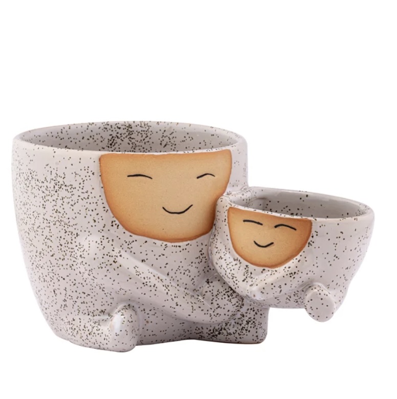 Smiling Planter Holding Baby Planter