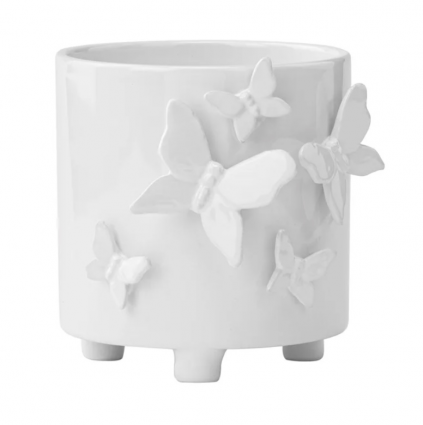 White Butterfly Planter  5" X 4.75"H