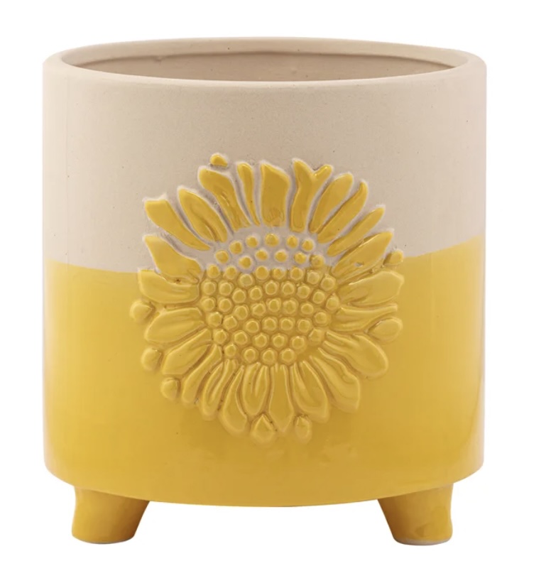 Large 2 Tone Sunflower Footed Planter 6"