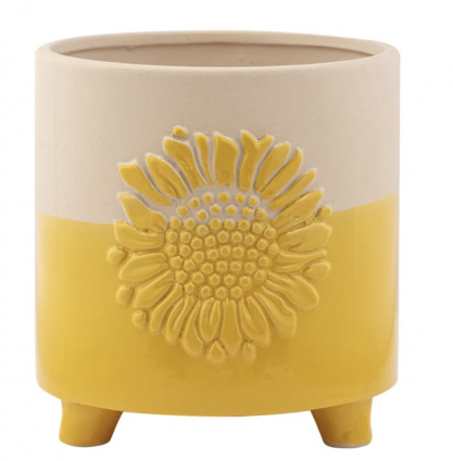 Large 2 Tone Sunflower Footed Planter 6"