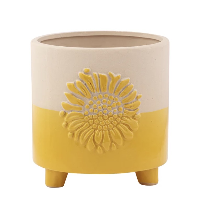 2 Tone Sunflower Footed Planter 5"