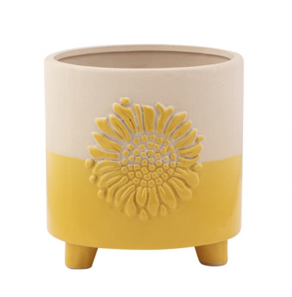 2 Tone Sunflower Footed Planter 5"