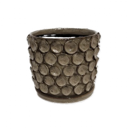 Ocho Pot with Attached Saucer in Mocha Latte