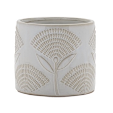 Tan Fan Flower Pot 4"D X 3.5"H 