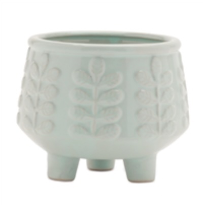 Ceramic Footed Container  4.75"D X 4"H 