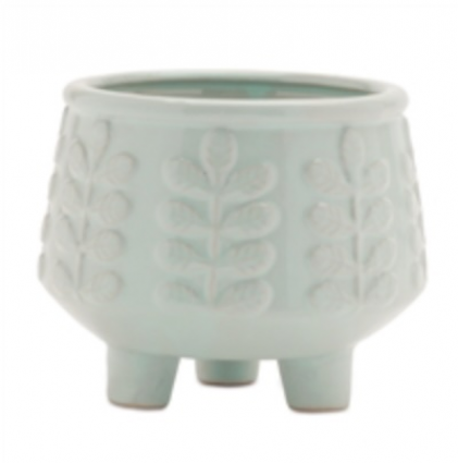 Ceramic Footed Container  4.75"D X 4"H 