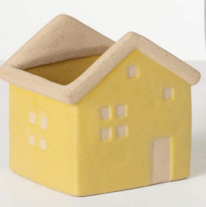 Small Yellow House Planter 