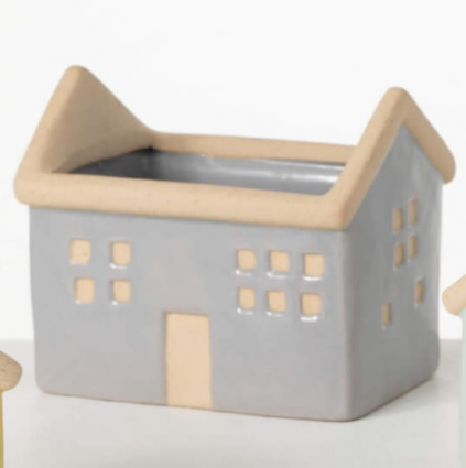 Large Pastel Grey House Planter 