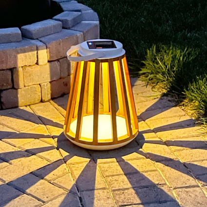 Wood & Metal Solar Lantern 15.5"H
