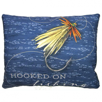 PILLOW, 19X24 HOOKED ON FISHING