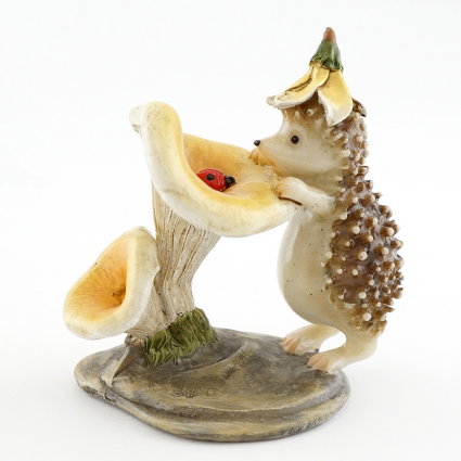 Fairy Garden Hedgehog with a Ladybug