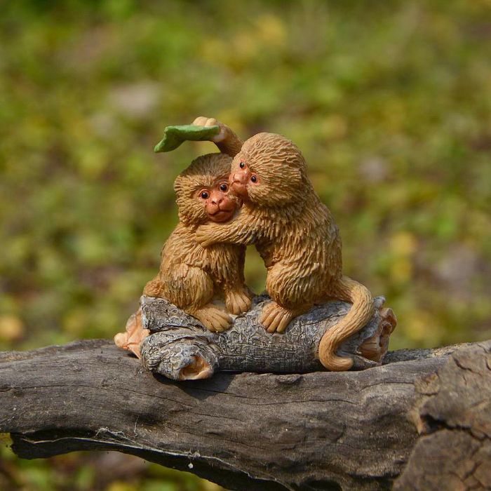 Fairy Garden Golden Monkeys Cuddling