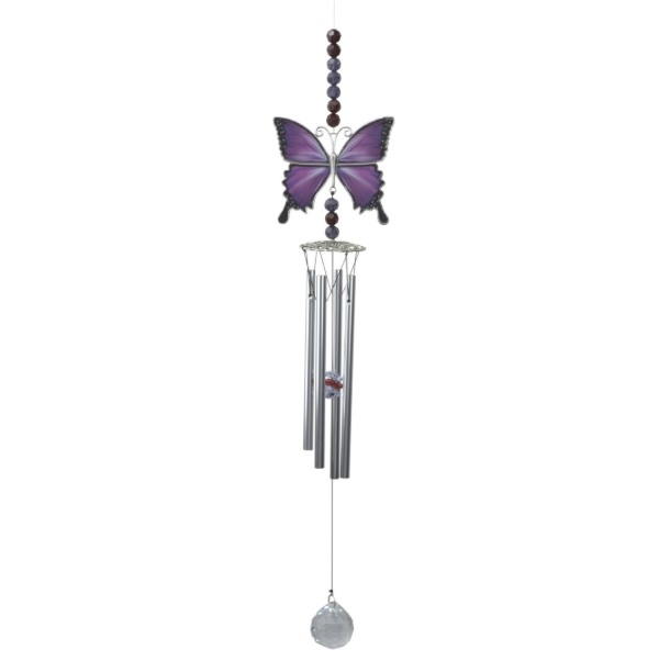Purple Butterfly Beaded Windchime 26"