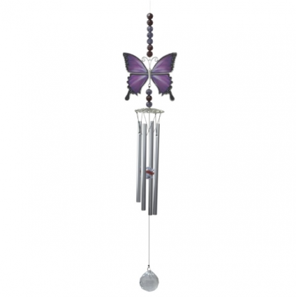 Purple Butterfly Beaded Windchime 26"