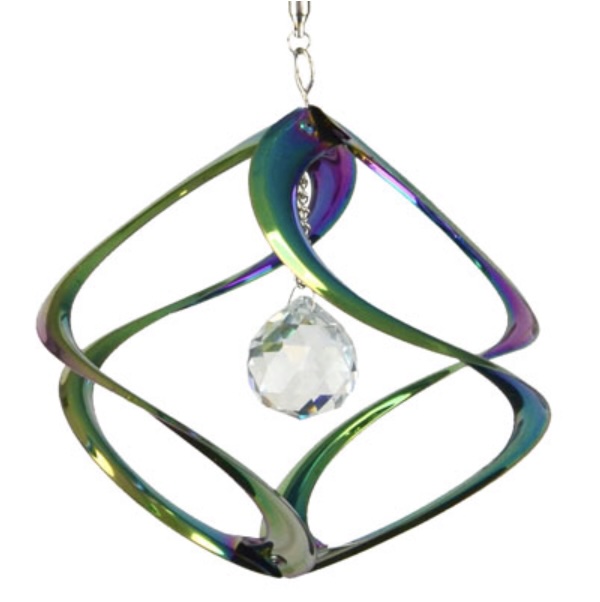 Rainbow Cosmix Garden Wind Spinner with Crystal  11&#8243;