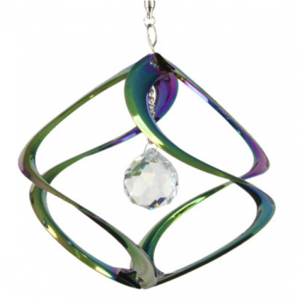 Rainbow Cosmix Garden Wind Spinner with Crystal  11&#8243;